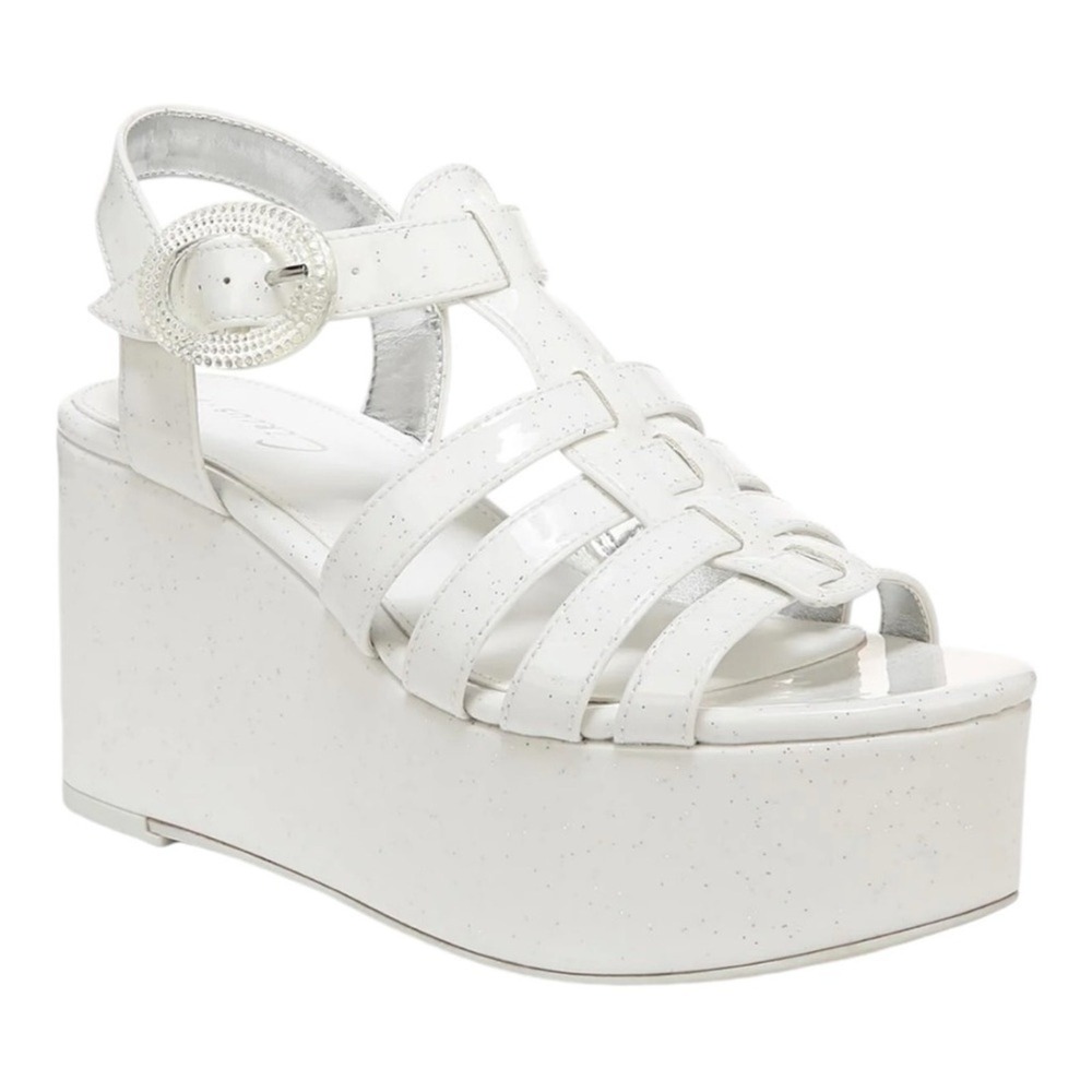 Circus by Sam Edelman Golda White Glitter Platform Gladiator Sandals Size 9‎